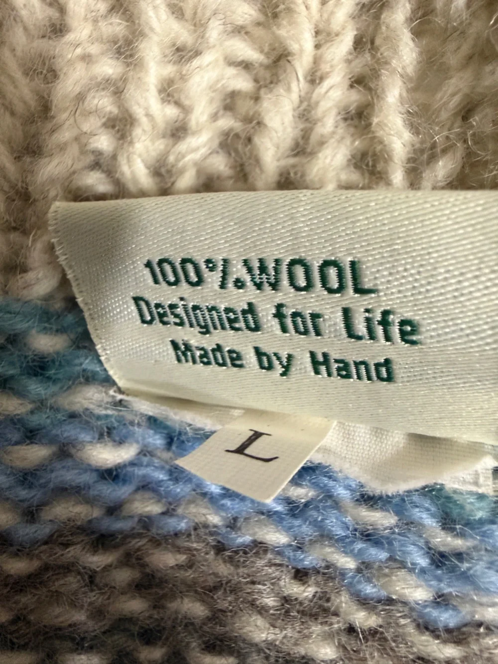 Pachamama Rainbow Stripe 100% Wool Chunky Knit Sweater | Colorful Boho Pride - Picture 4 of 5